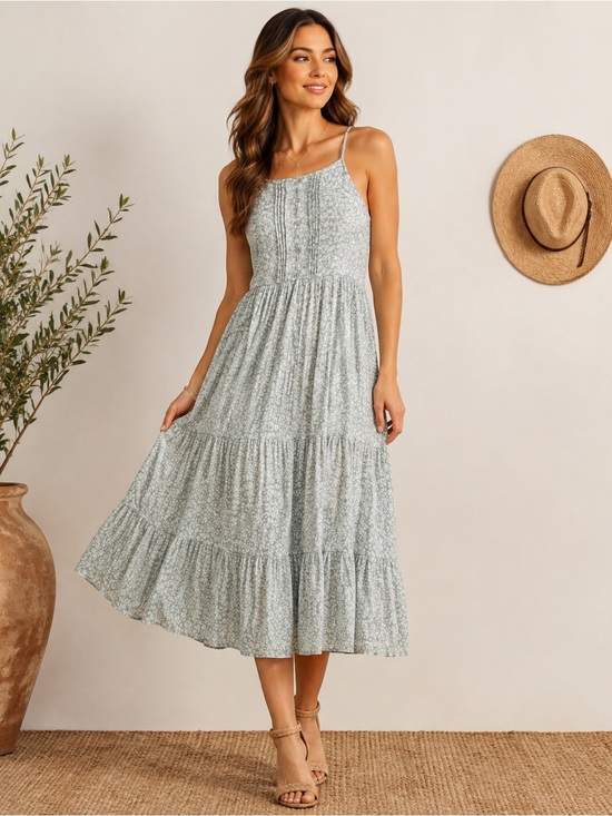 Blu Pepper Dresses & Skirts - 5 FOR $25 | Cottagecore Flowy Modest Midi Sleeveless Summer Dress Sage Green S